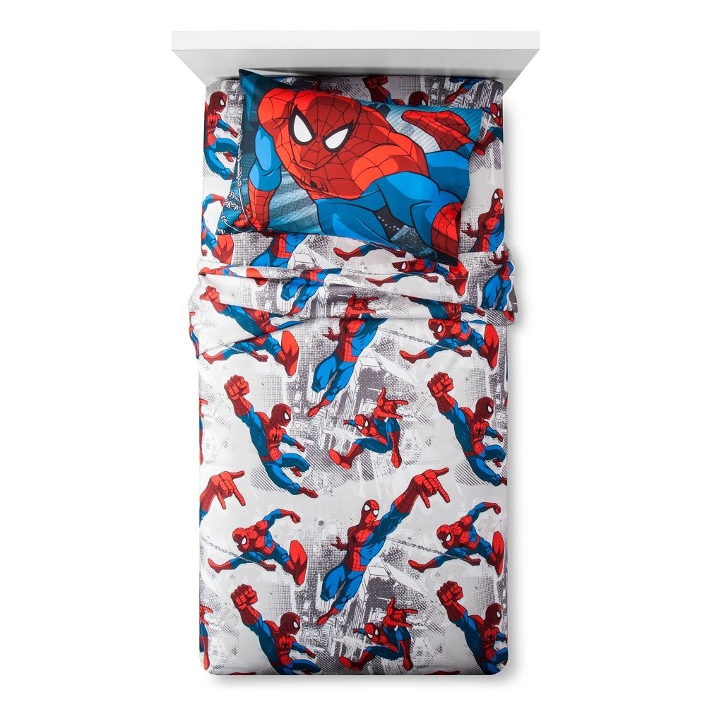 Jay Franco Kids Sheet Set with Fitted, Flat 3 Piece Twin, White – Spiderman
