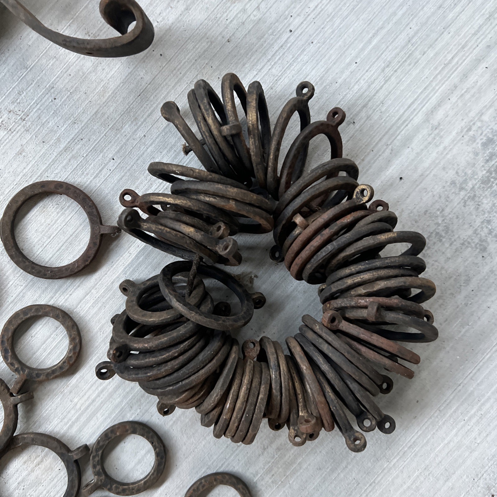 HUGE LOT — Antique Drapery Rod Parts Solid Iron Brackets Metal USA Very Rare!