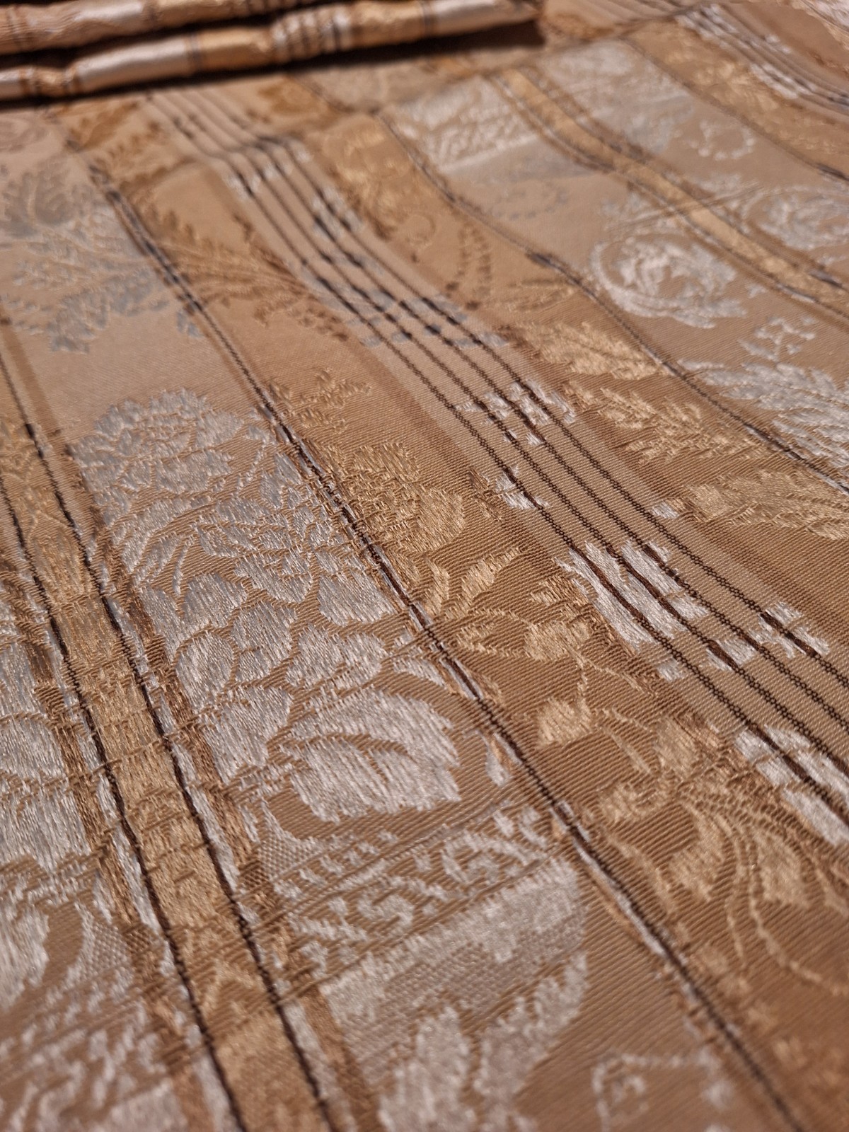 2 Panels Croscill Home Damask Brocade Drapes Curtains Gold & Ivory 84.5″ Long