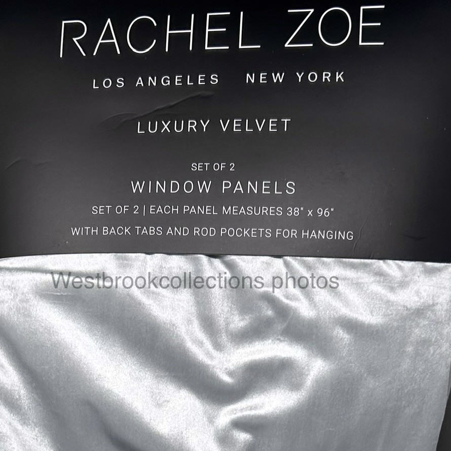 Rachel Zoe SILVER GRAY Luxury Velvet Window Curtain 2 Panel Set Each 38×96
