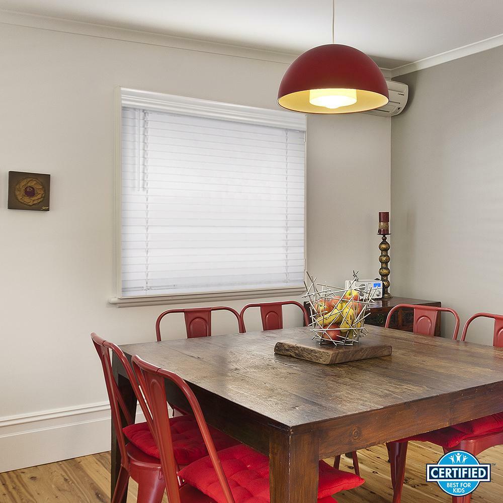 Home Decorators White Cordless 2-1/2 in. Faux Wood Blind #12/13/14/15