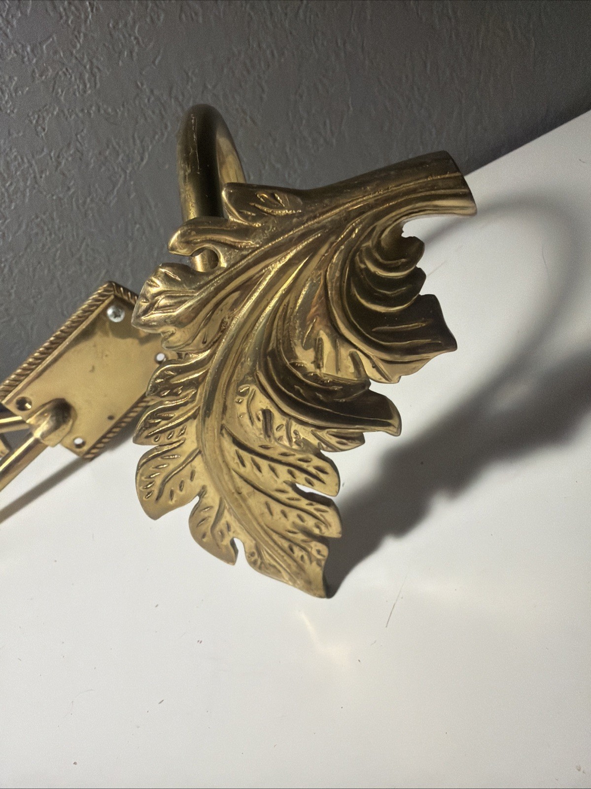 Pair of Vintage Brass Leaf Curtain Tiebacks~ French Art Deco Style