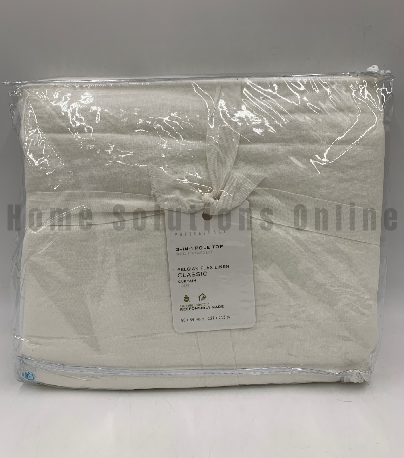 Pottery Barn Belgian Flax Linen Cotton Lined Curtain White 50″ x 84″ #A1352