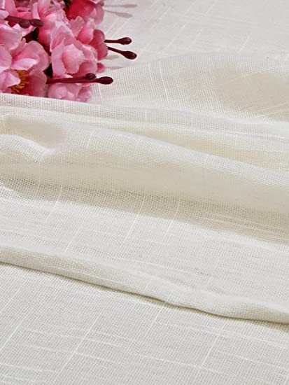 Linenweaves Cotton Linen Solid Window Curtain Set With Eyelet Rings 4.5ft x 5 ft