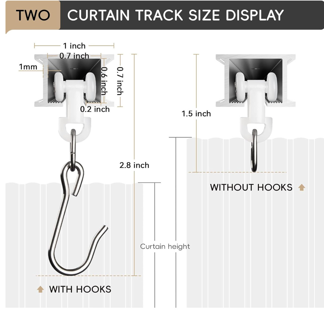 Ceiling Curtain Track with Roller Hooks 12- 18 ft Room Divider Light blocking