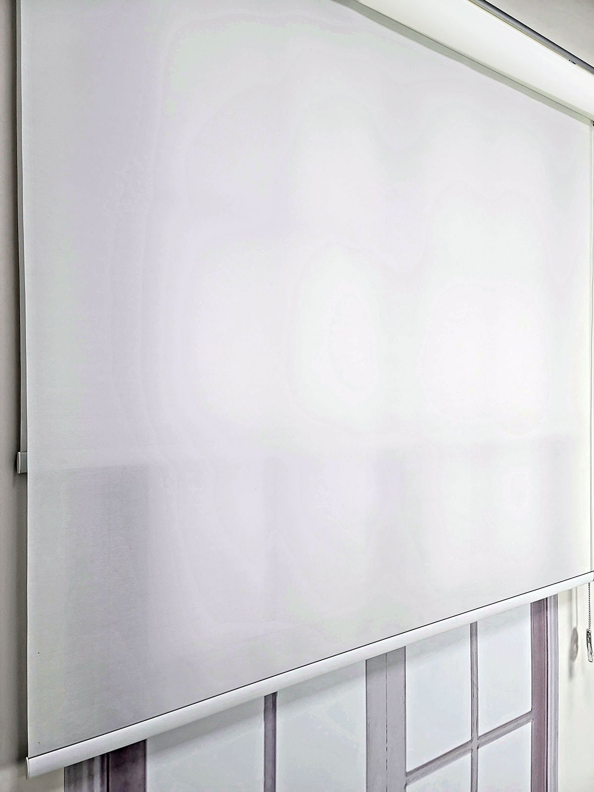 Plain Fabric Double Mechanism Tulle and Roller Blinds Curtain, Light filtering,