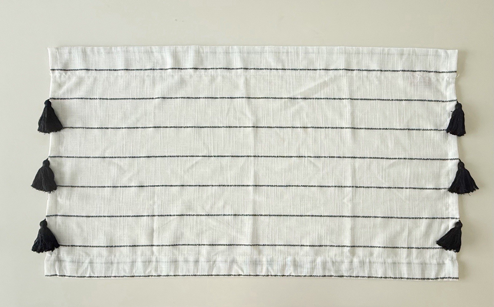OPALHOUSE Tassel Curtain Drapes Black White Stripe : 24″H 42″W – Set Of 4 Panels