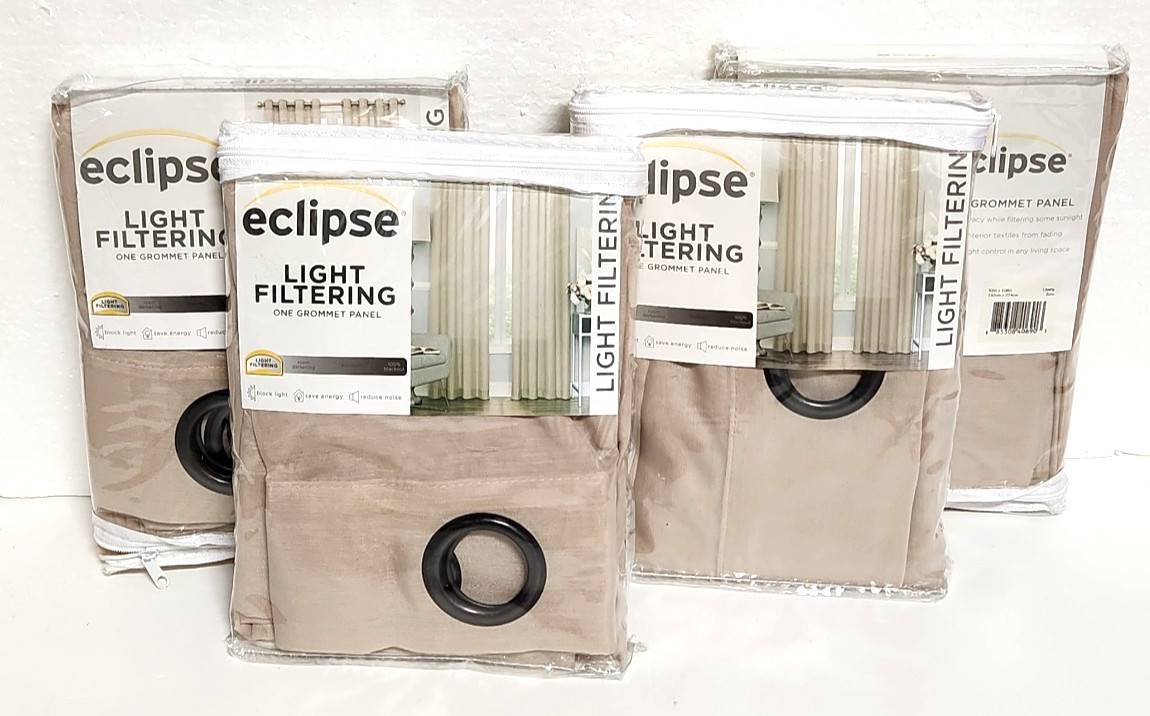 2 pair 52×108 Eclipse Sheer Light Filtering Grommet Top Curtain Panels – Ecru