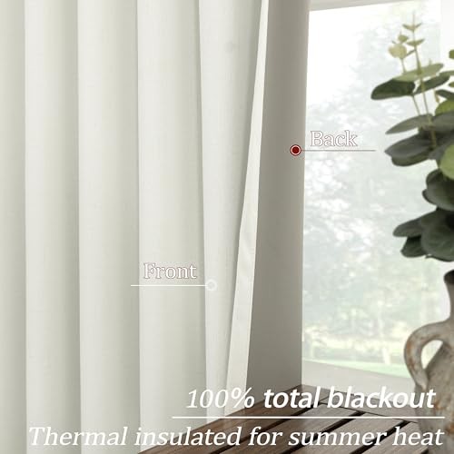 Short Curtains for Bathroom Windows,100% 52″W x 45″L (Pack of 2) Ivory