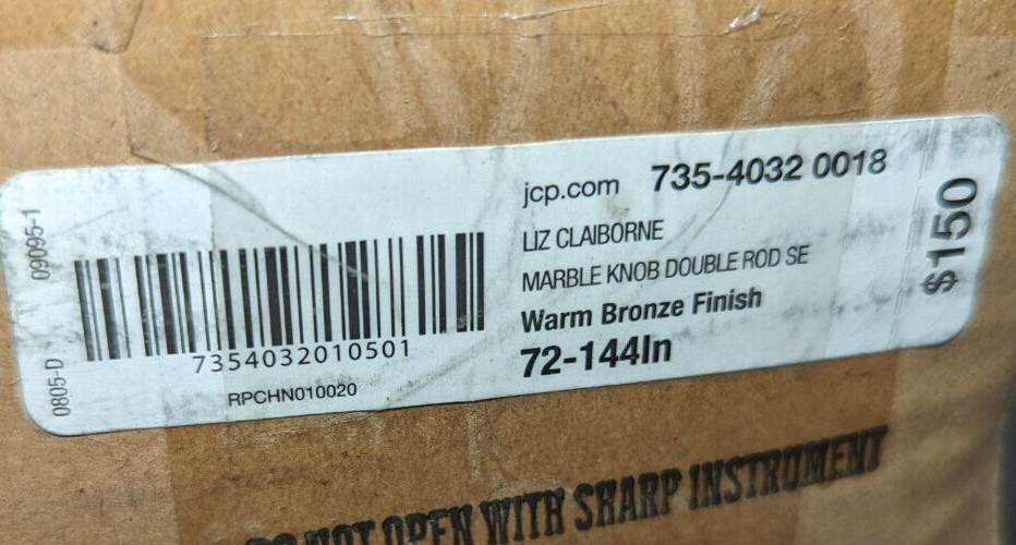 72-144 in Liz Claiborne Marble Knob Double Adjustable Curtain Rod – Warm Bronze
