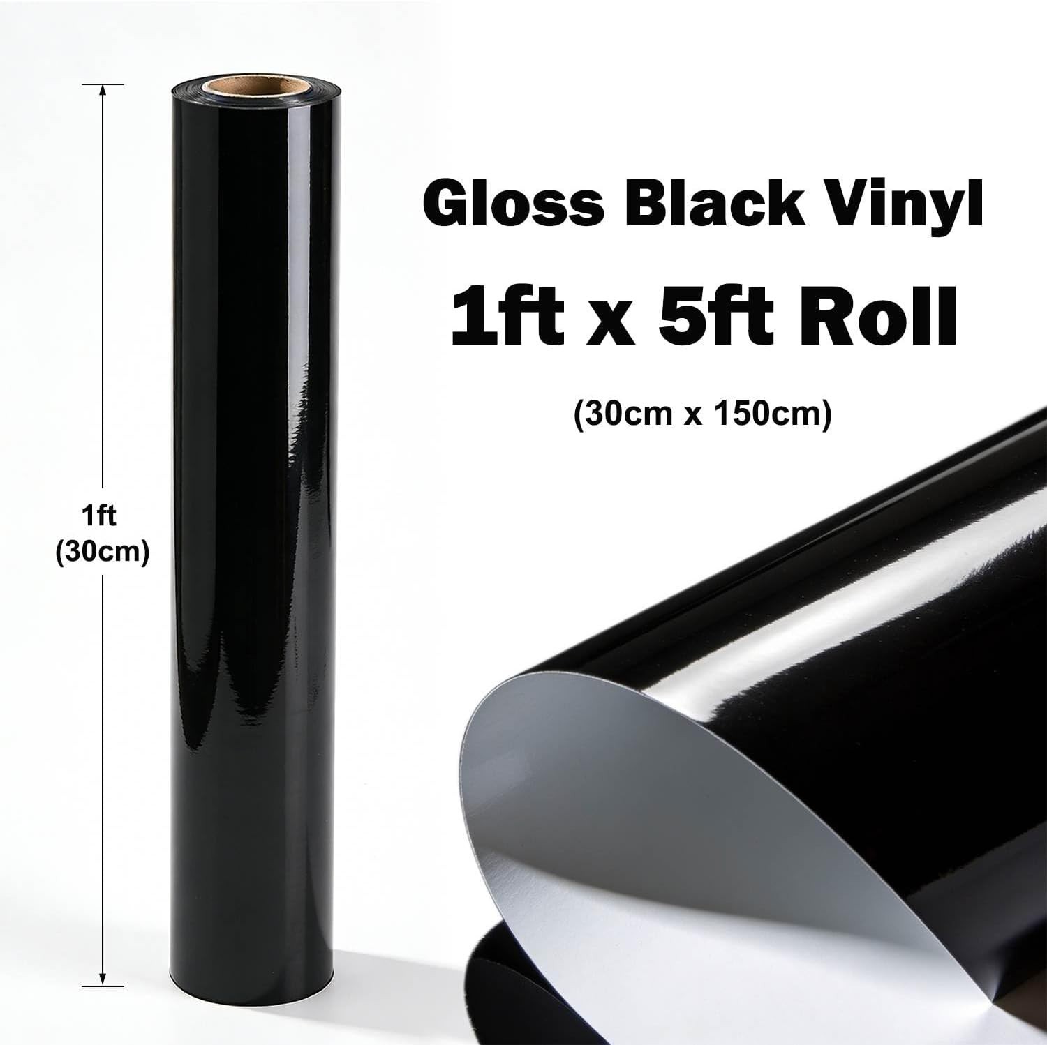 Gloss Black Car Vinyl Wrap – 1ft x 5ft Air Release Waterproof Auto Film