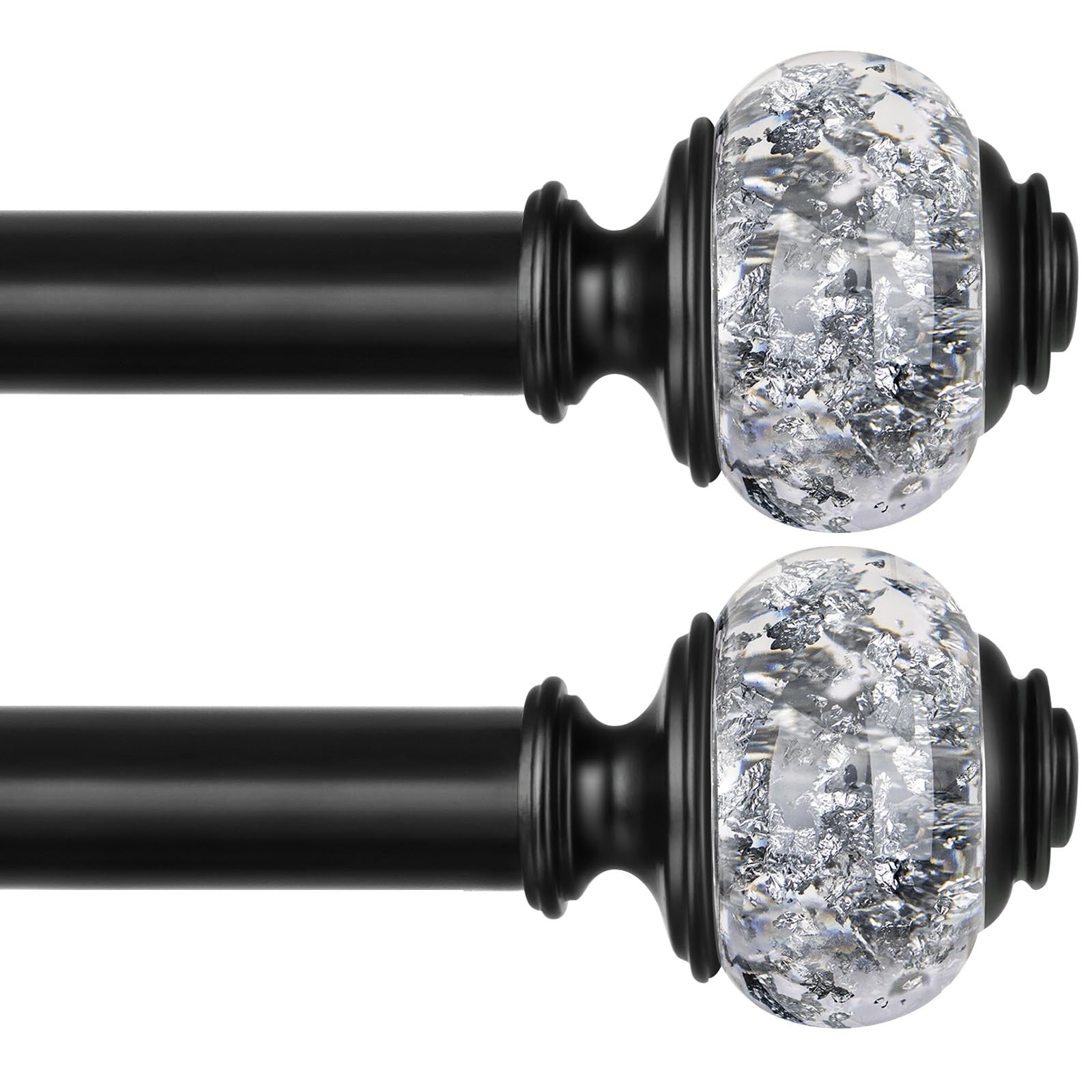 2 Pack Black Curtain Rods, 1 Inch Telescoping Drapery Rod 28 to 48 inch (2.3 …