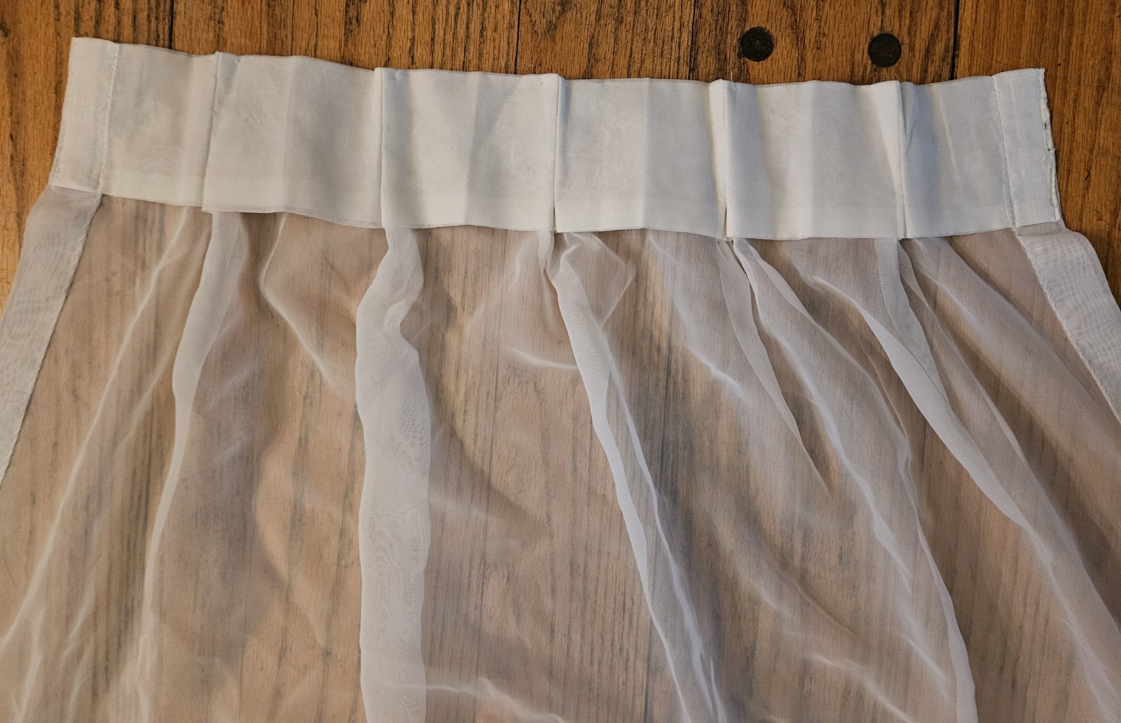 Vtg Solid Off-White Sheer Polyester Pinch Pleat 32″x81″ Single Curtain Panel USA
