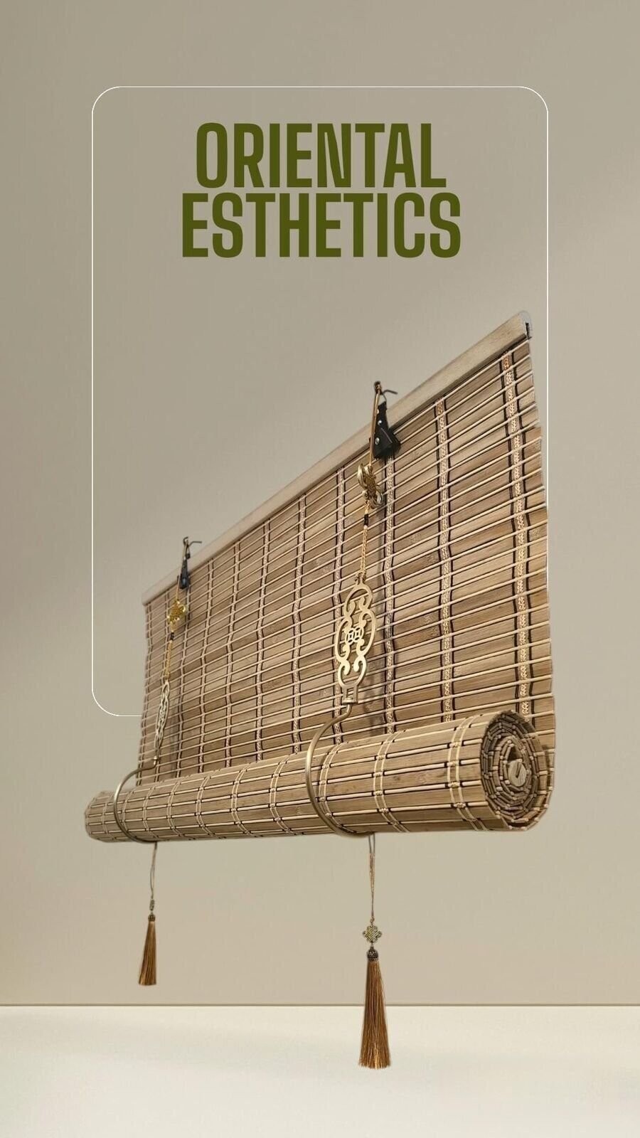 Cordless Bamboo Window Blind Sun Shade, Light Filtering Roller Shade