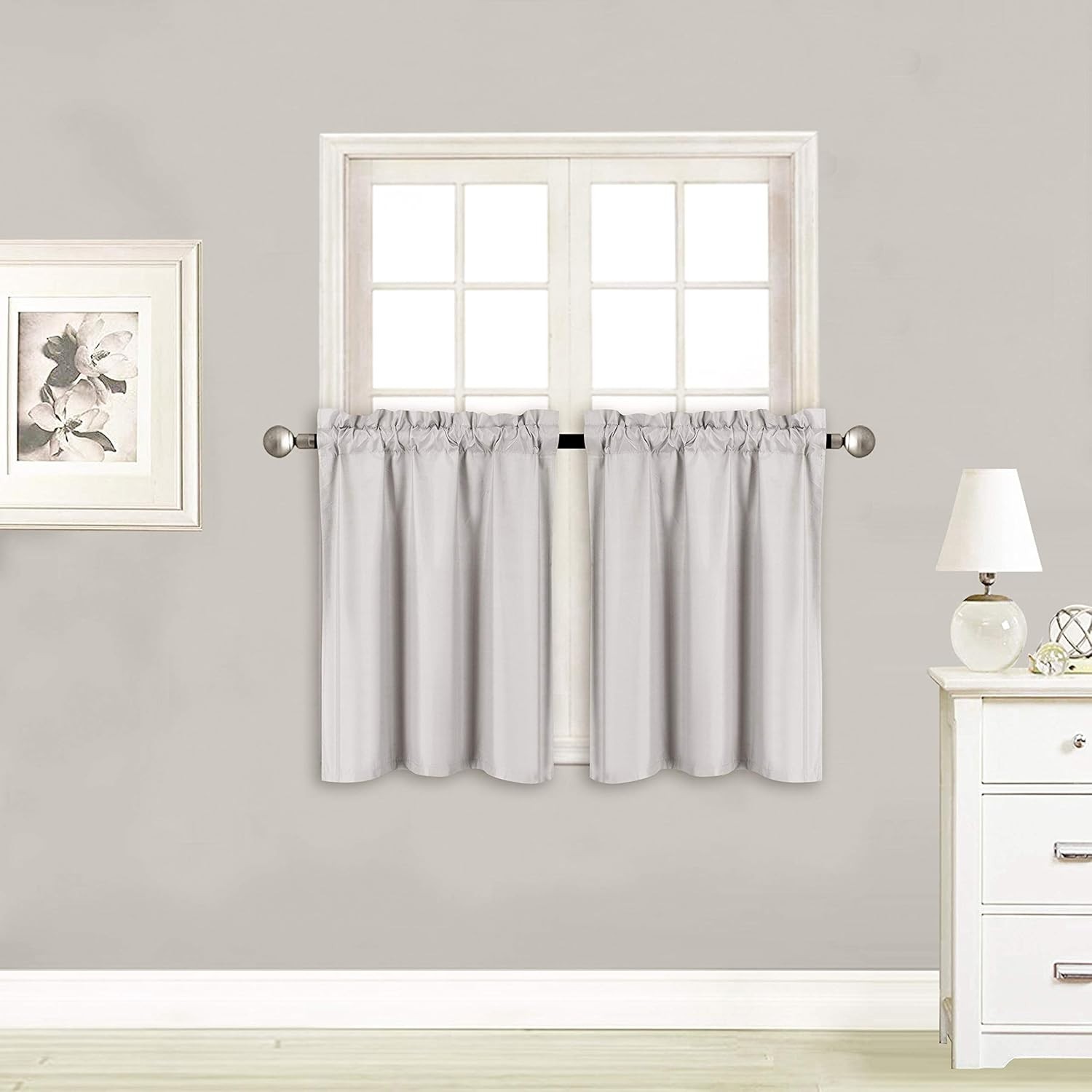 Elegant Home 2 Panels Tiers Small Window Treatment Curtain Insulated Blackout Dr
