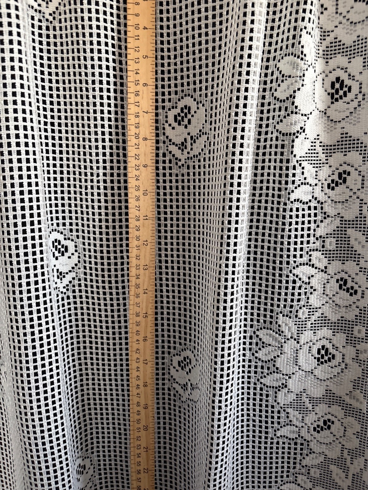 Elegant White Lace Curtain Floral Design 60″ W x 56″ L