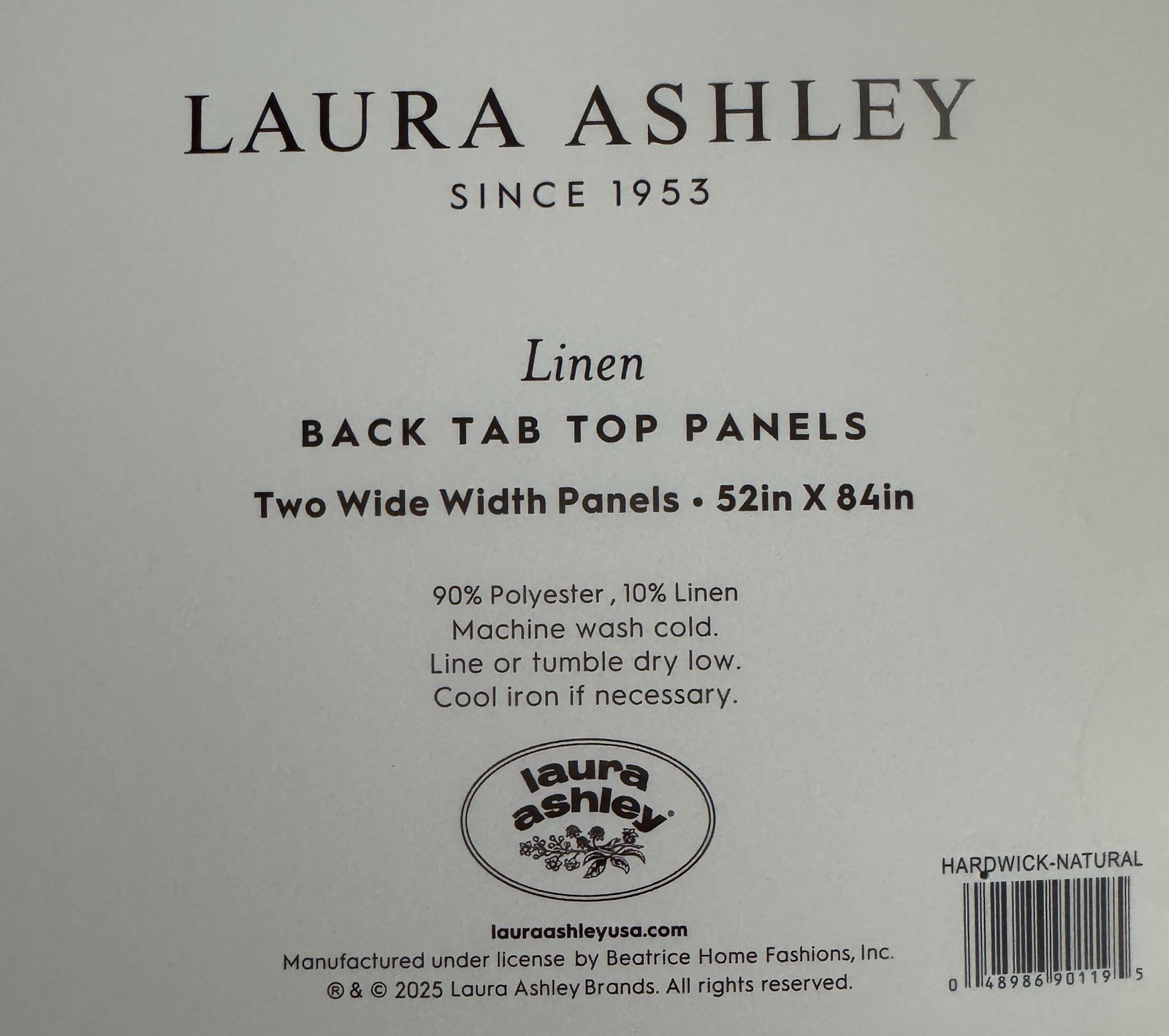 New Laura Ashley Window Curtains 2 Wide Panels 52 x 84 Linen Natural Back Tab