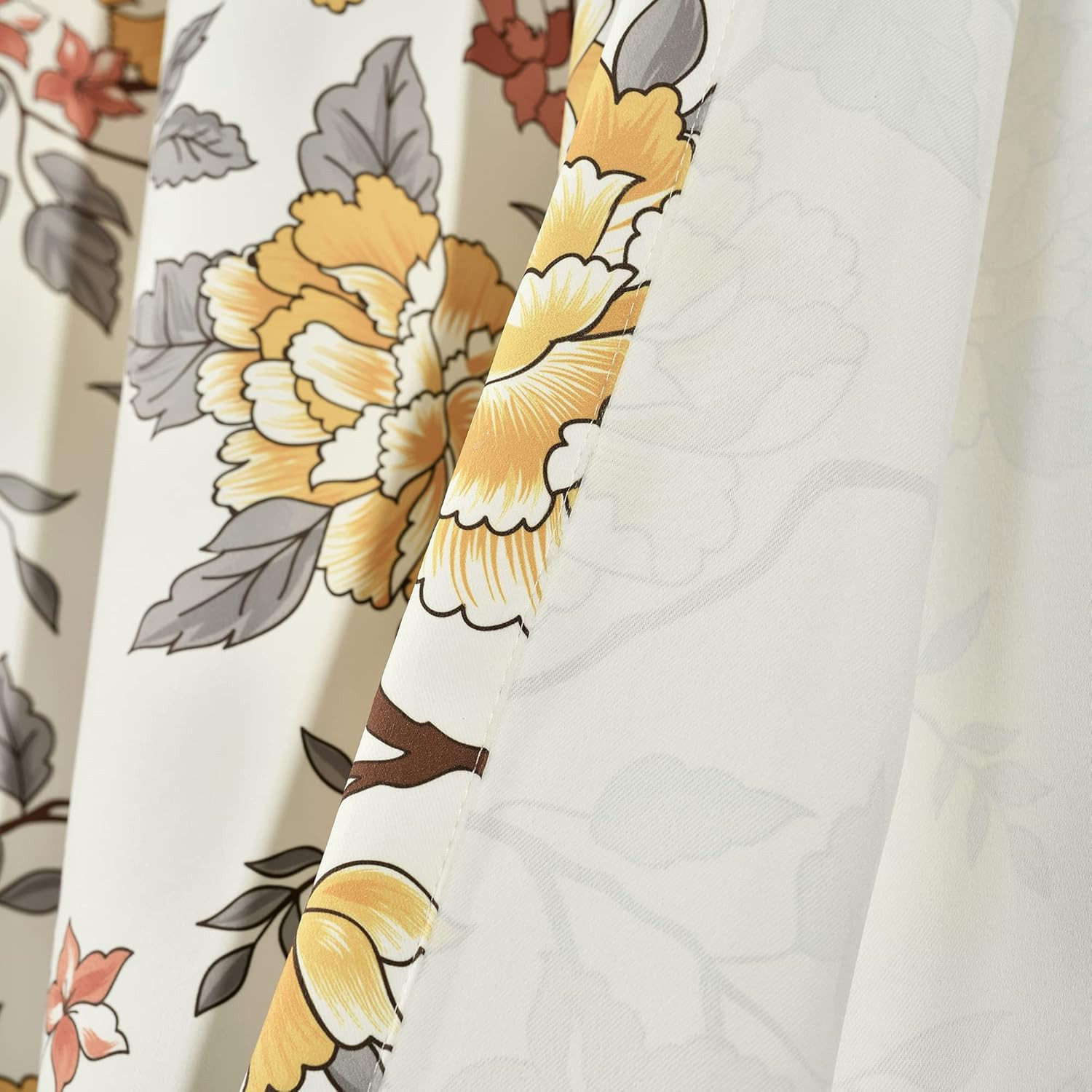 Ivana White Floral Light Filtering Curtain Panels, 84″ x 52″ Pair