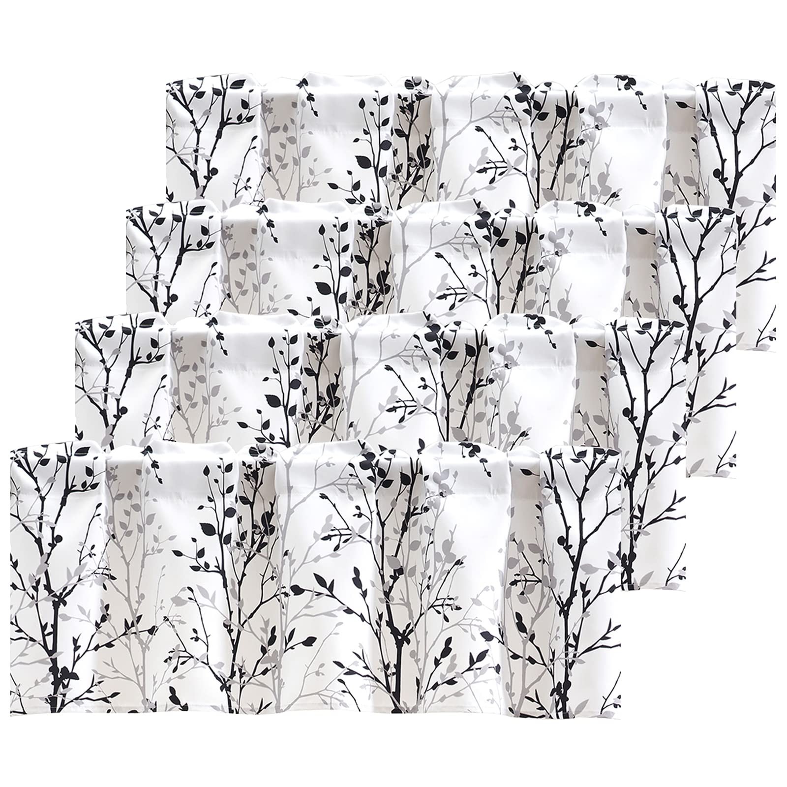Tree Branch Printed Valance Curtain 18 Inches Long Kitchen Valance Black And Gre