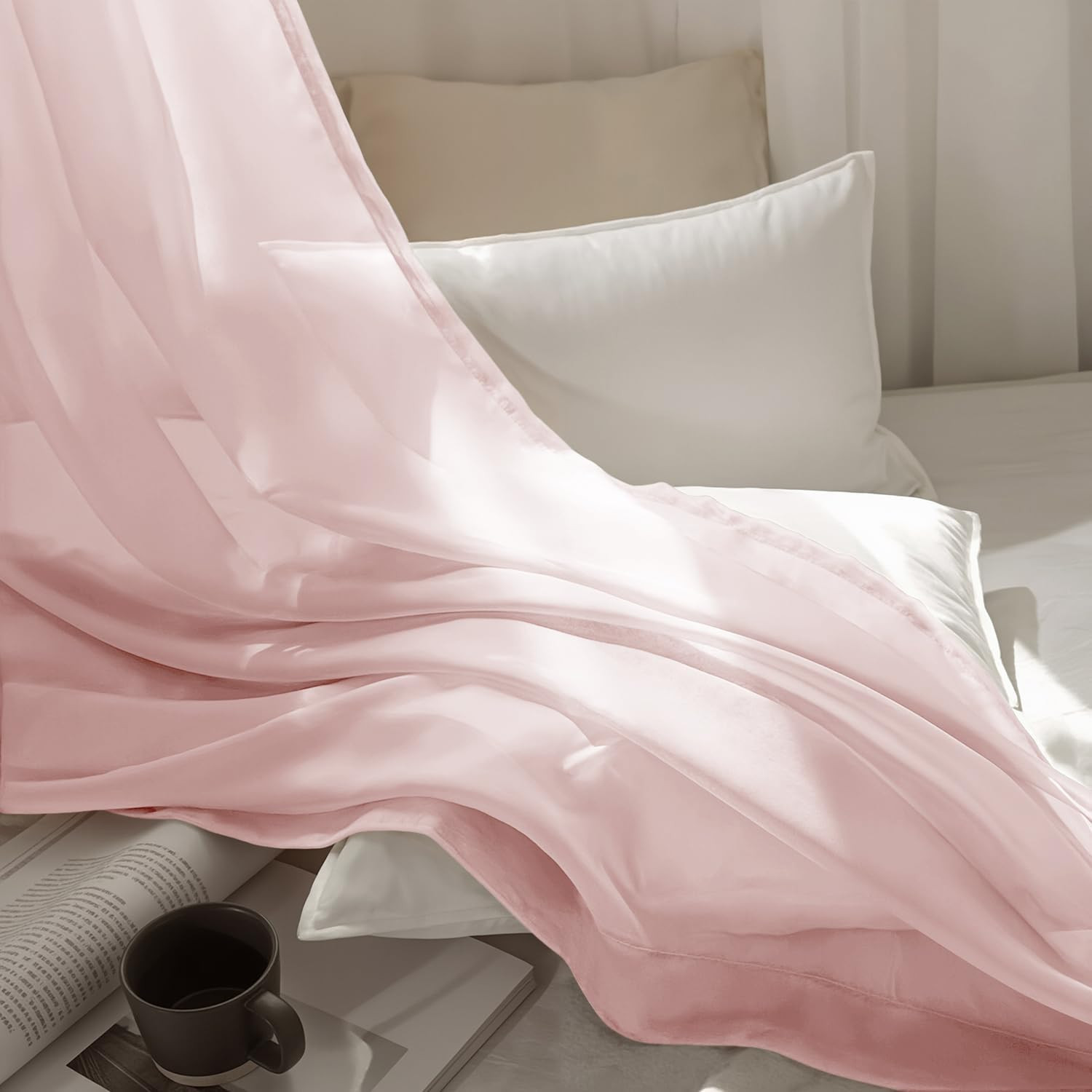 MIULEE Solid Color Sheer Curtains 63 Inches Long 2 Panels Set – Elegant Lightwei