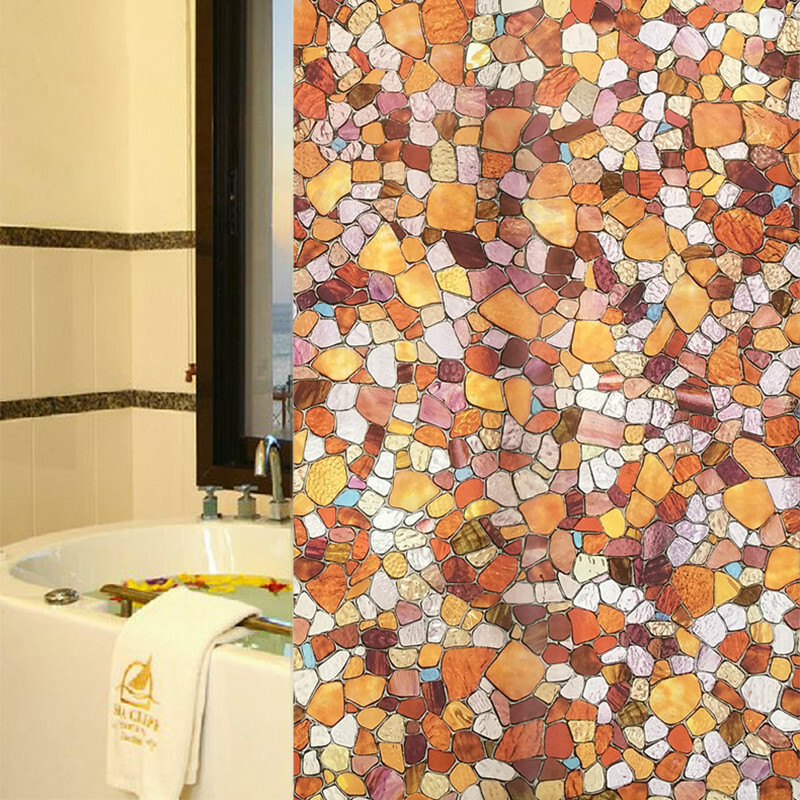 3D Mosaic Window Films Static Cling Glass Sticker Opaque Privacy Home Decor Chic