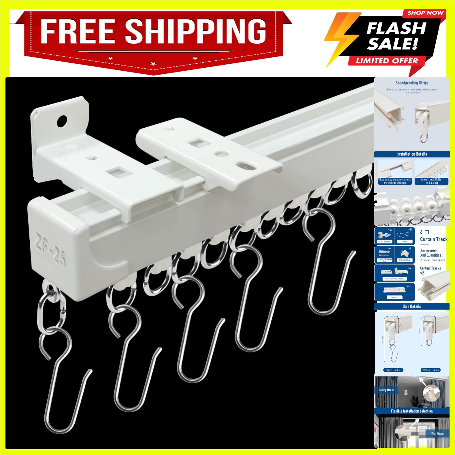 Curtain Tracks Ceiling Wall Mounted Room Divider Curtain Rods Track Ceiling C…