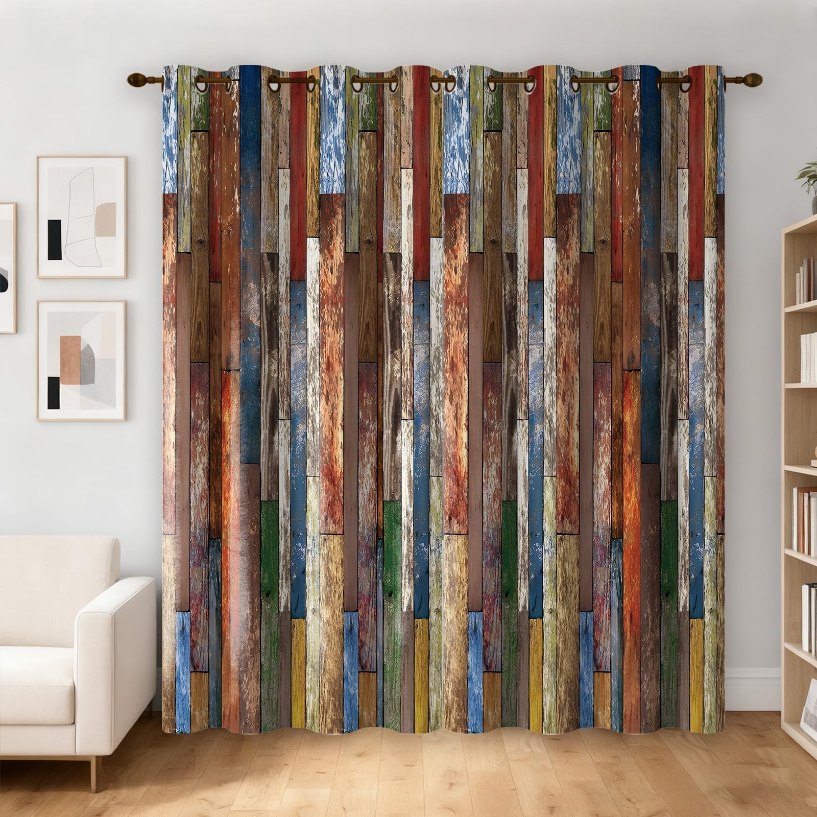 Rustic Wooden Blackout Curtains for Bedroom Living Room Farmhouse Village Har…