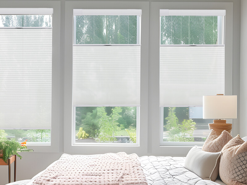 No Drill No Screw Top Down Bottom Up Light Filtering White Cellular Blind Shades