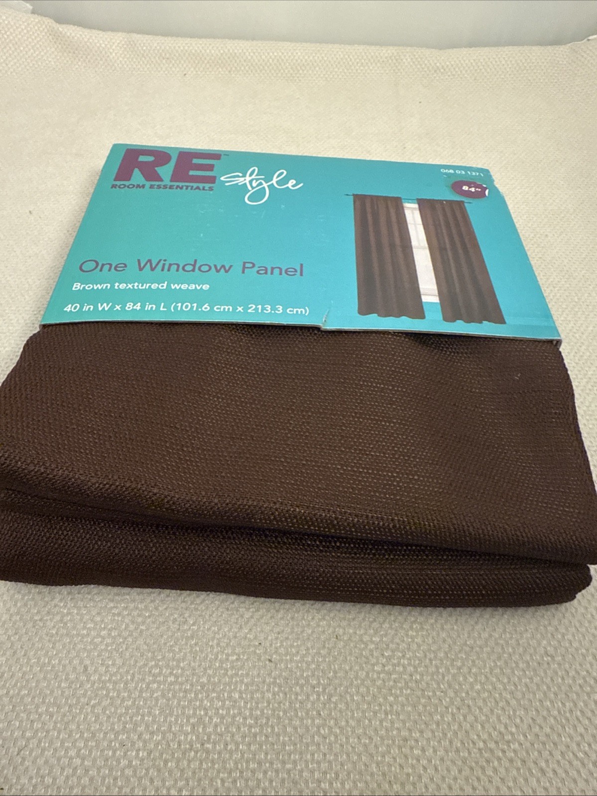 RE Room Essentials Style One Window Panel Curtain 40”X84”. Brown Textured Weave