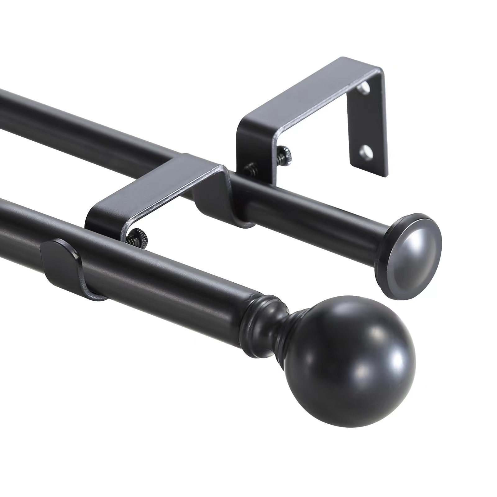5/8″ Ball Adjustable Double Drapery Curtain Rod Set, 28”-48“/ 48”-84“/ 84”-120”