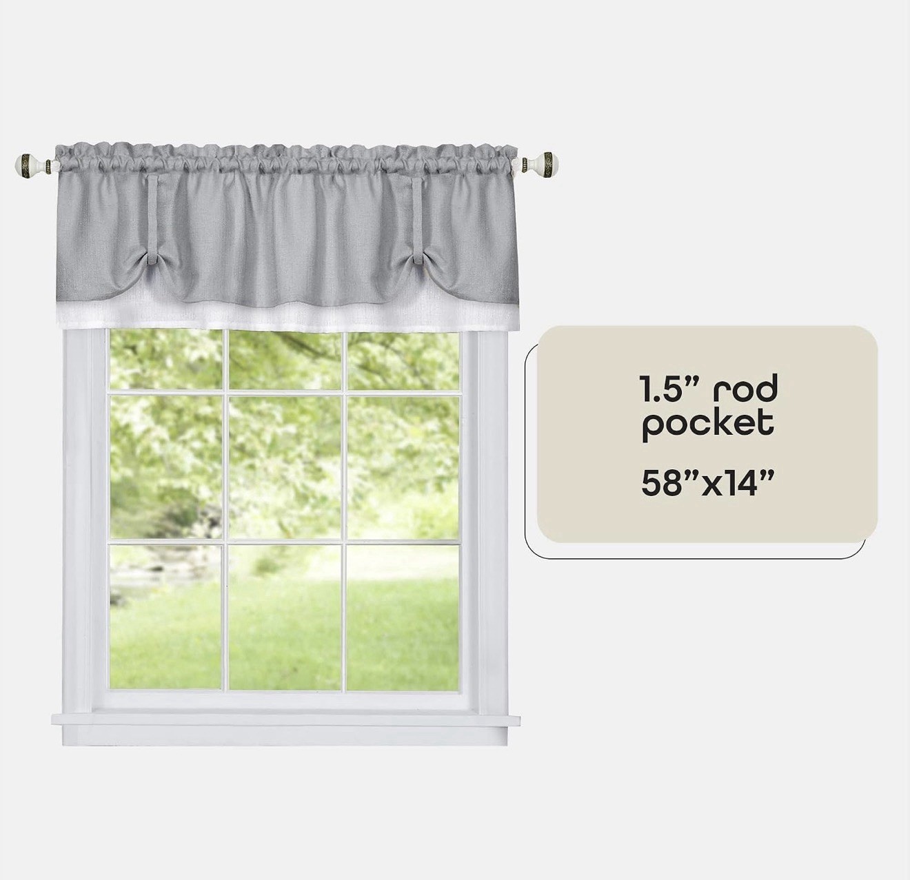 2 Achim Darcy Window Light Filtering Curtain Valances Grey/White 58 x 14in NEW