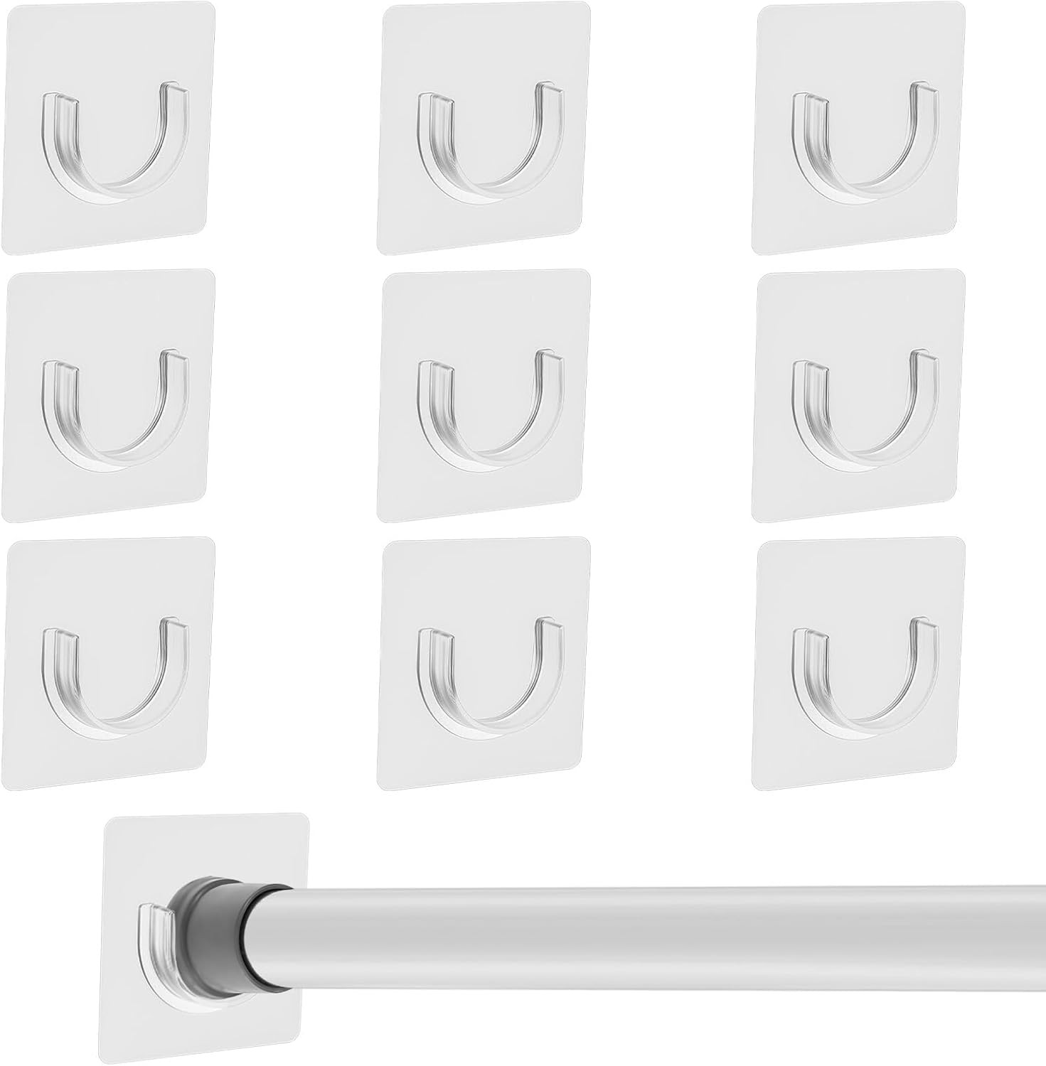 9PCS Curtain Rod Holder, ABS No Drill Shower Brackets for Rods Heads 1.47Inch or