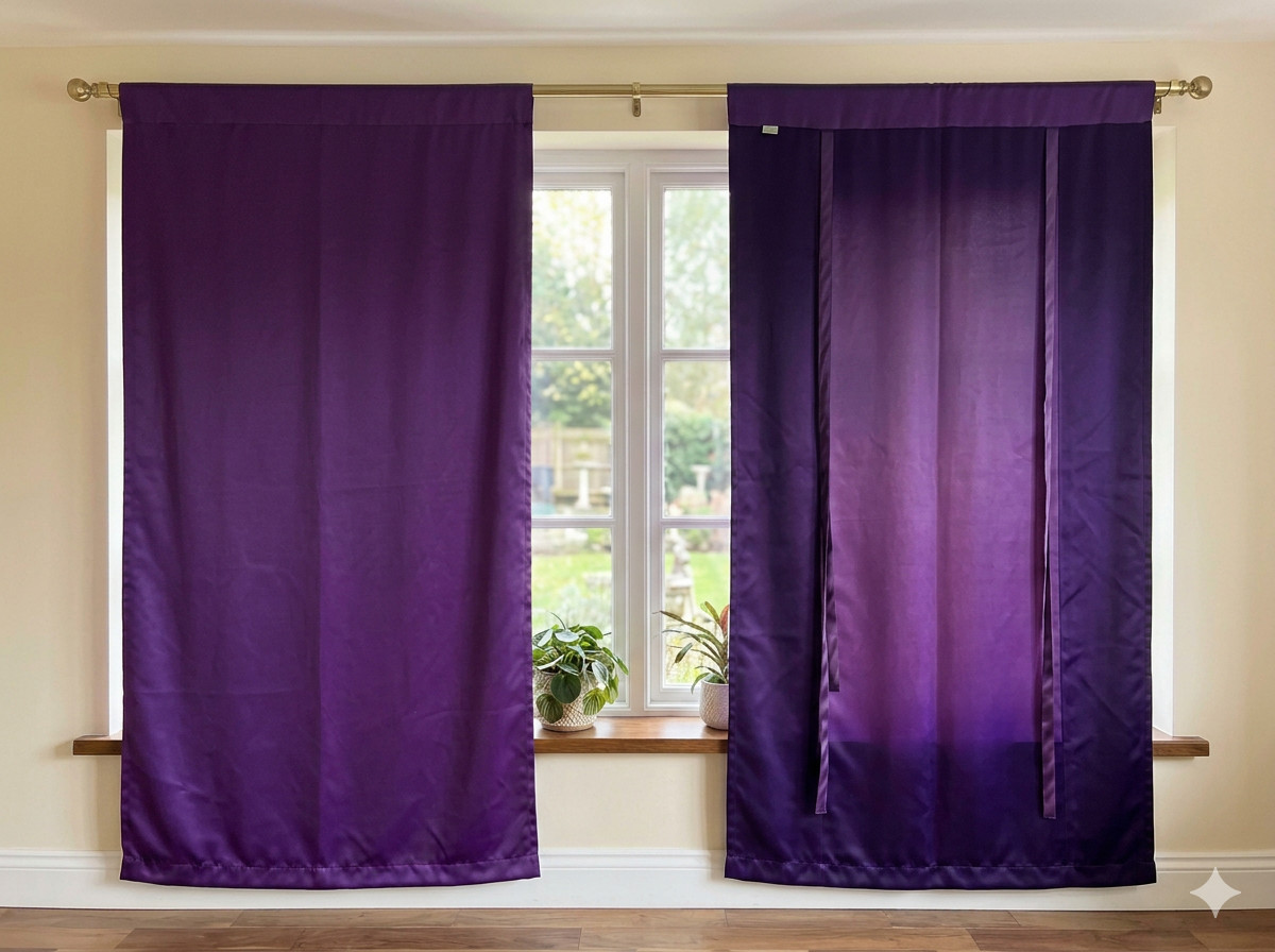 Set of TWO Purple Blackout Curtains – 42″ W x 60″ H with Rod Pockets