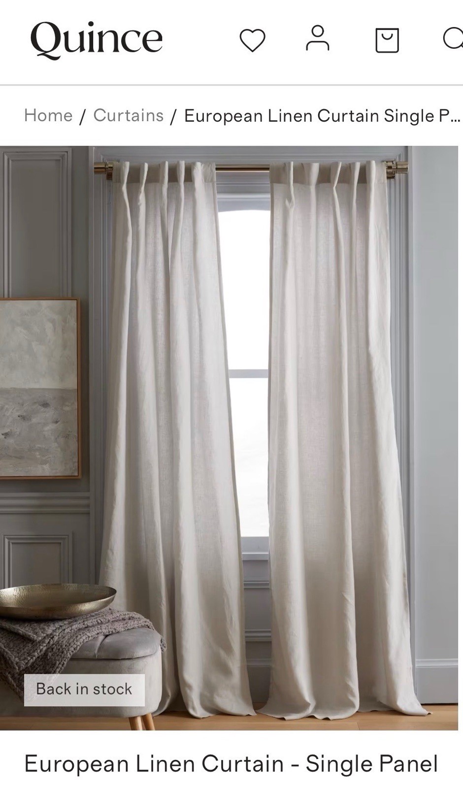 European Linen Color Curtain Panel