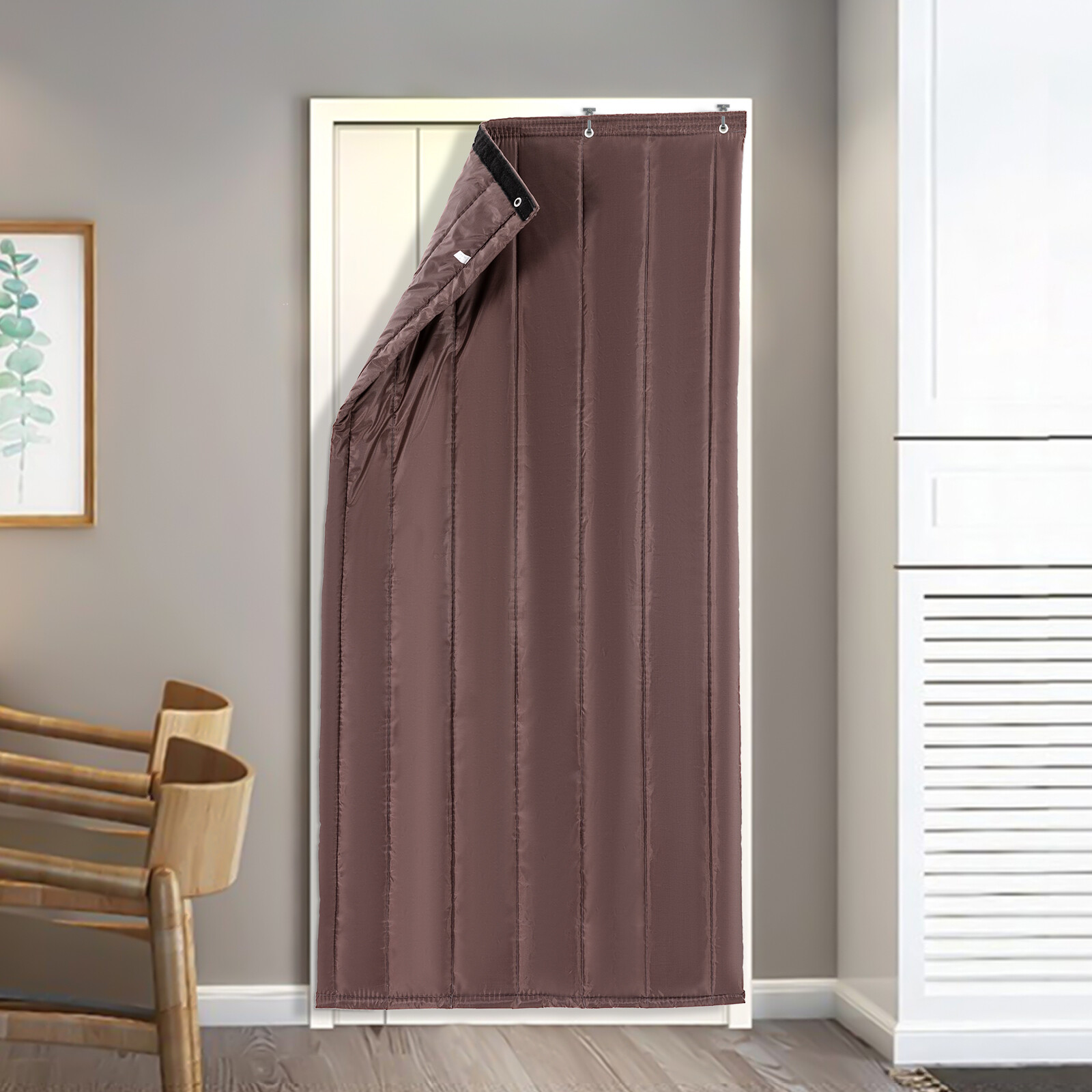 39.5*83in Thermal Insulated Door Curtain Rectangular Winter Doorway Cover Screen