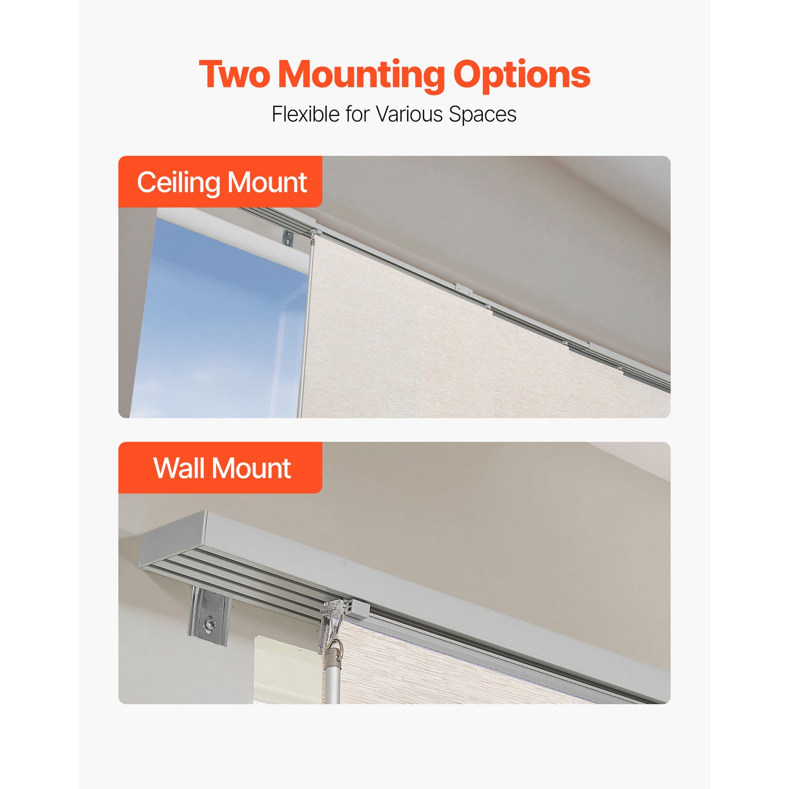 Uimoso Adjustable Panel Track Blinds, Width 45.8in to 86in, Light Brown