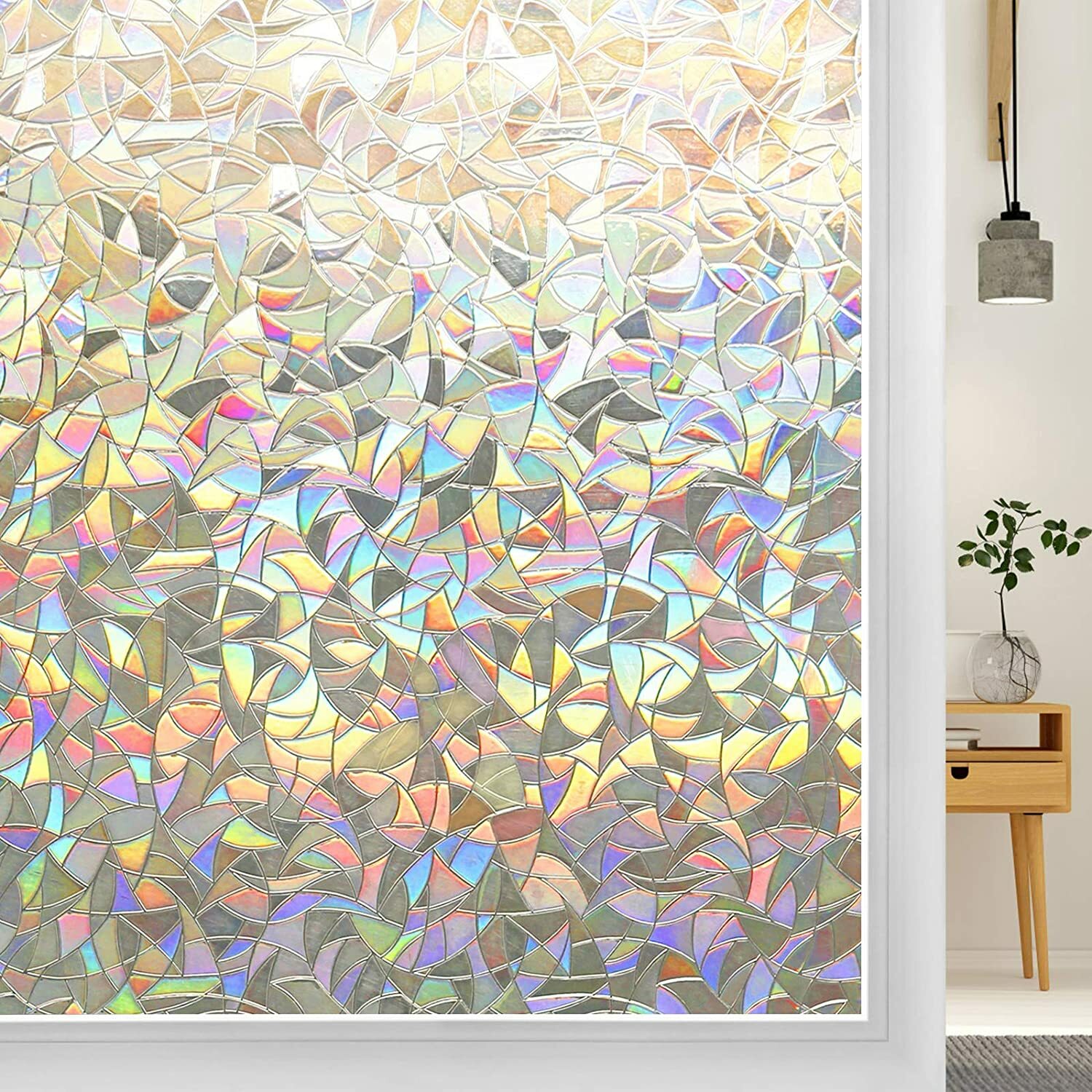 rabbitgoo 3D Privacy Window Film UV Blocking Decorative Static Cling Glass Film