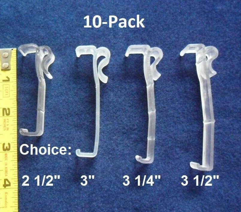 10-Pack 2 1/2″ 3″ 3 1/4″ or 3 1/2″ Valance Clips For Faux & Wood Venetian Blinds
