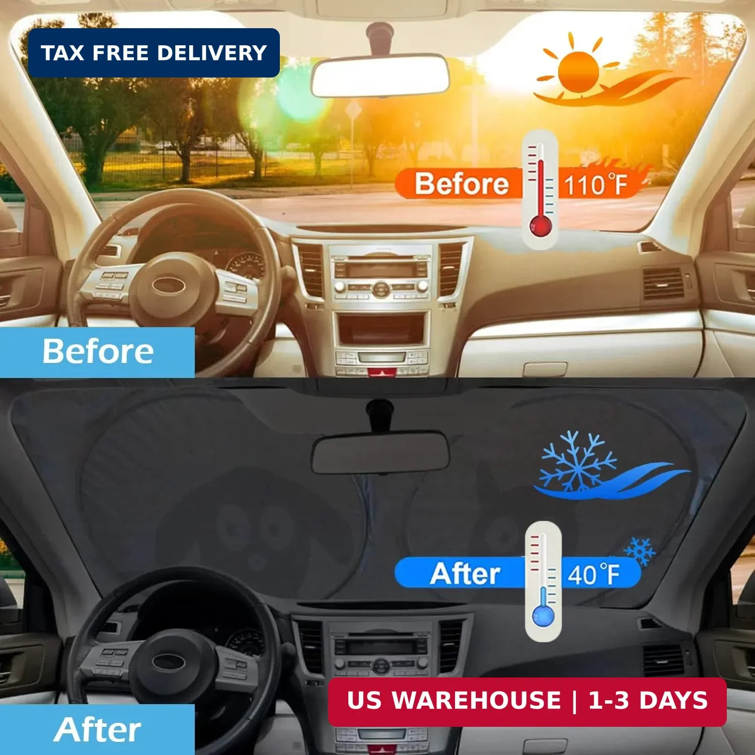 Car Windshield Sunshade with Pet Design, Cute Dog & Cat Medium Dog & Cats