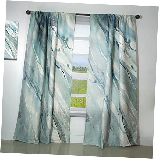 Curtains ‘Silver Springs II Blue Green’ Curtains 52″W x 84″L (Pack of 1) 30197
