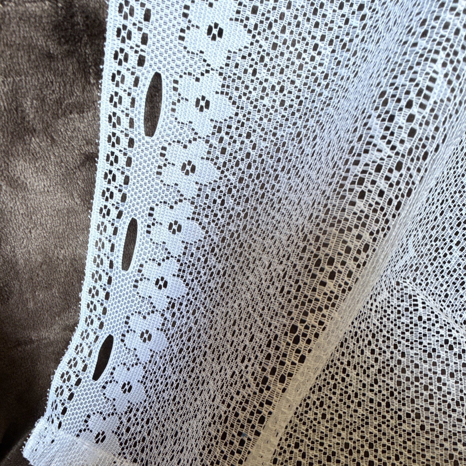 White Lace Café Curtain Tier Rod Pocket Sheer Floral Country 30 x 24.5 inch