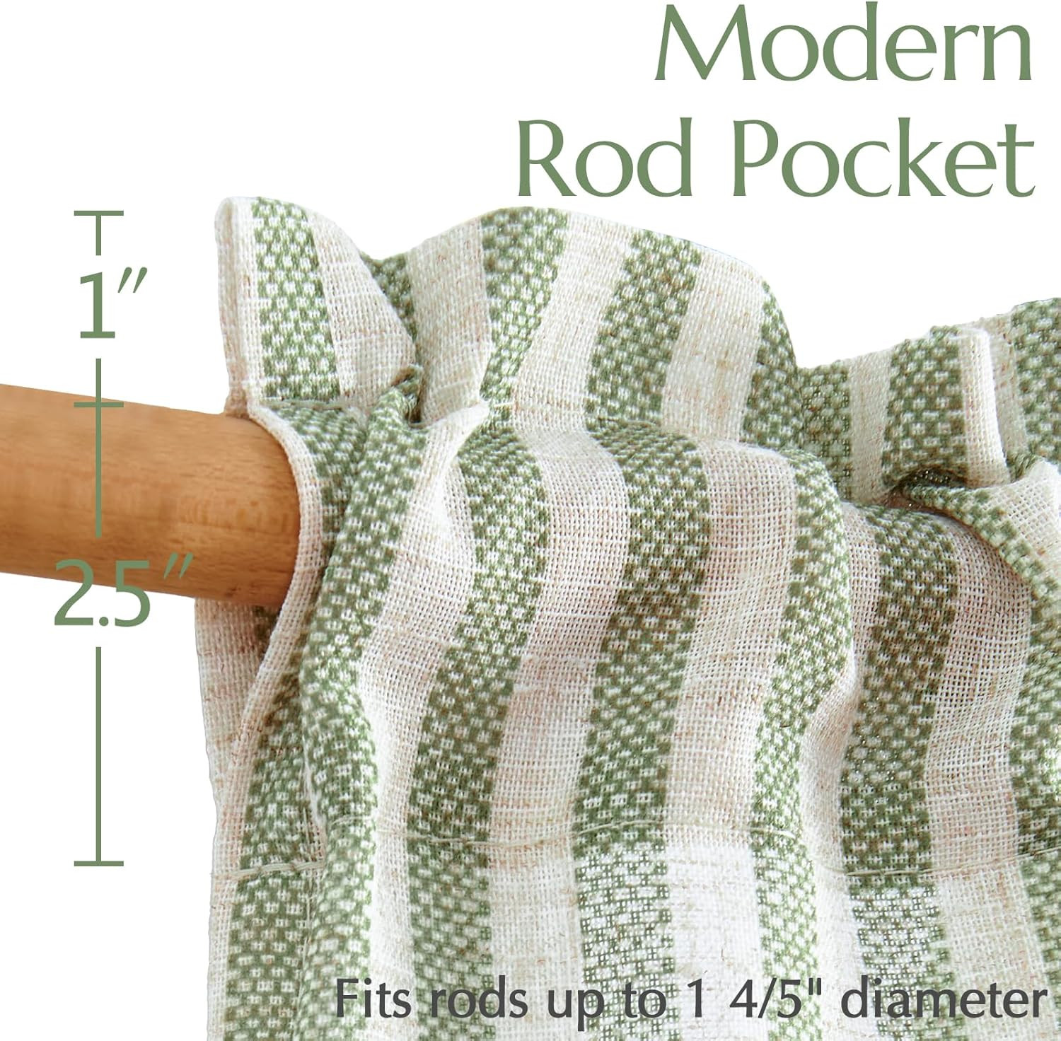 Jinchan Striped Linen Kitchen Curtains 36 Inches Length Tier Curtains Farmhouse