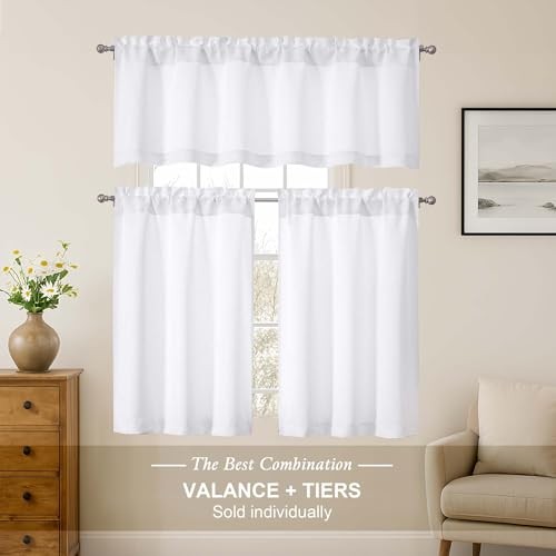 Cafe Curtains 36 Inch Length, Light 30″W x 36″L (Pack of 2) Pure White