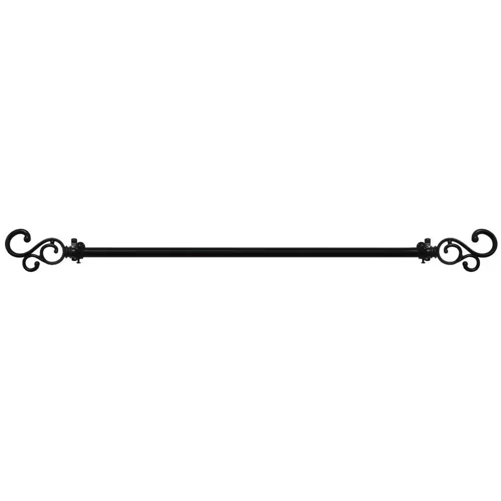 Buono II Medley 66 In. – 120 In. Adjustable 3/4 In. Single Curtain Rod in Black