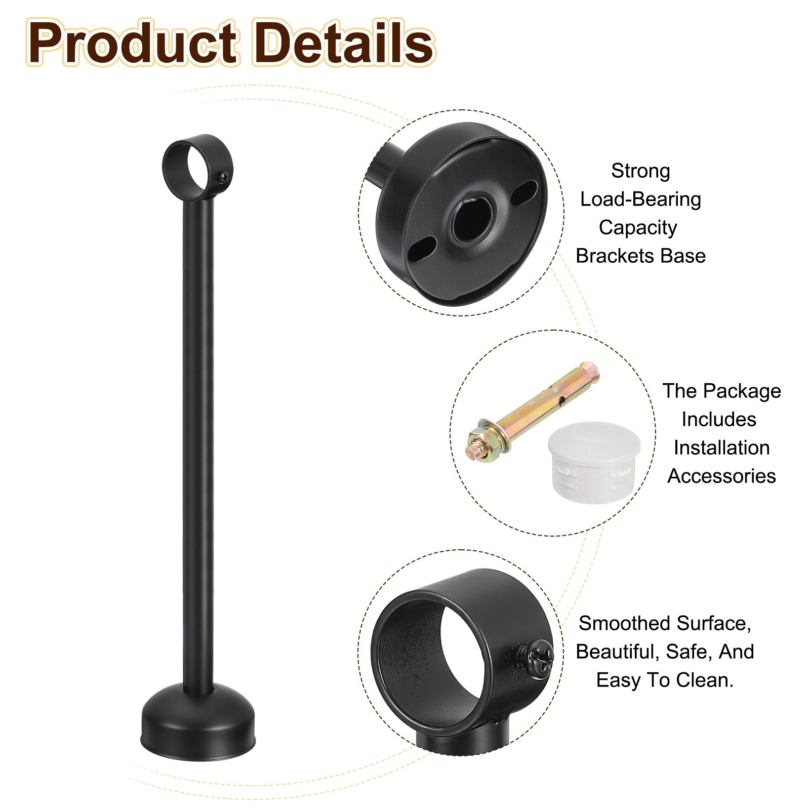 4 sets of ceiling curtain bracket 32x400mm stainless steel