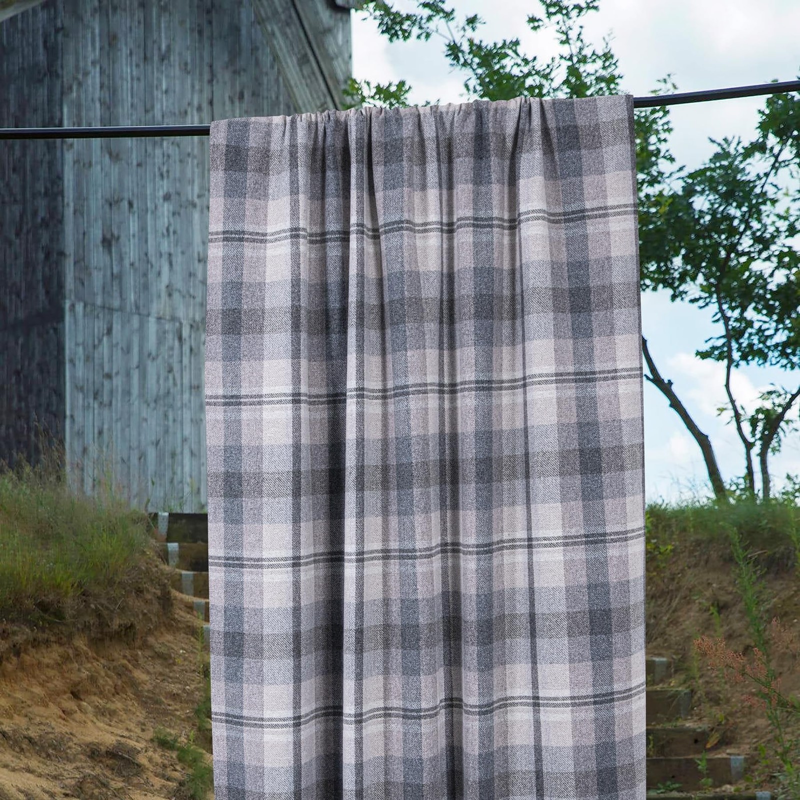 always4u Woolen Check Curtains 100% Blackout Highland Tartan Curtain Living
