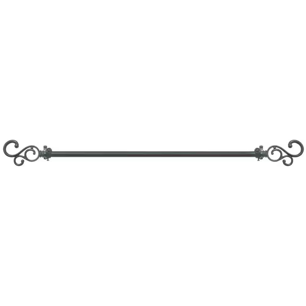 Buono II Medley 48 In. – 86 In. Adjustable 3/4 In. Single Curtain Rod in Black M
