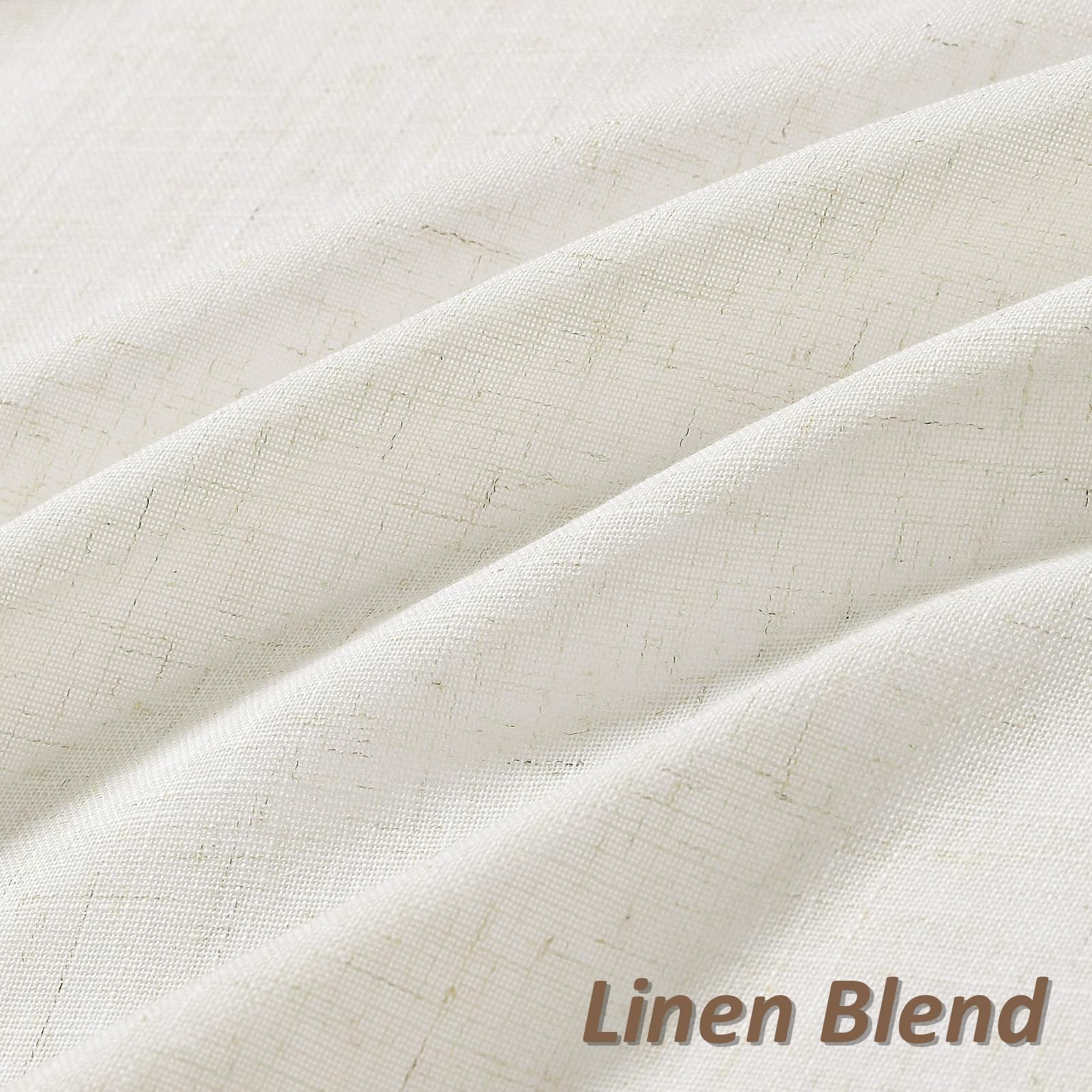 Guken Linen Curtains 84 Inches Long for 52″W x 84″L (Pack of 2), Natural