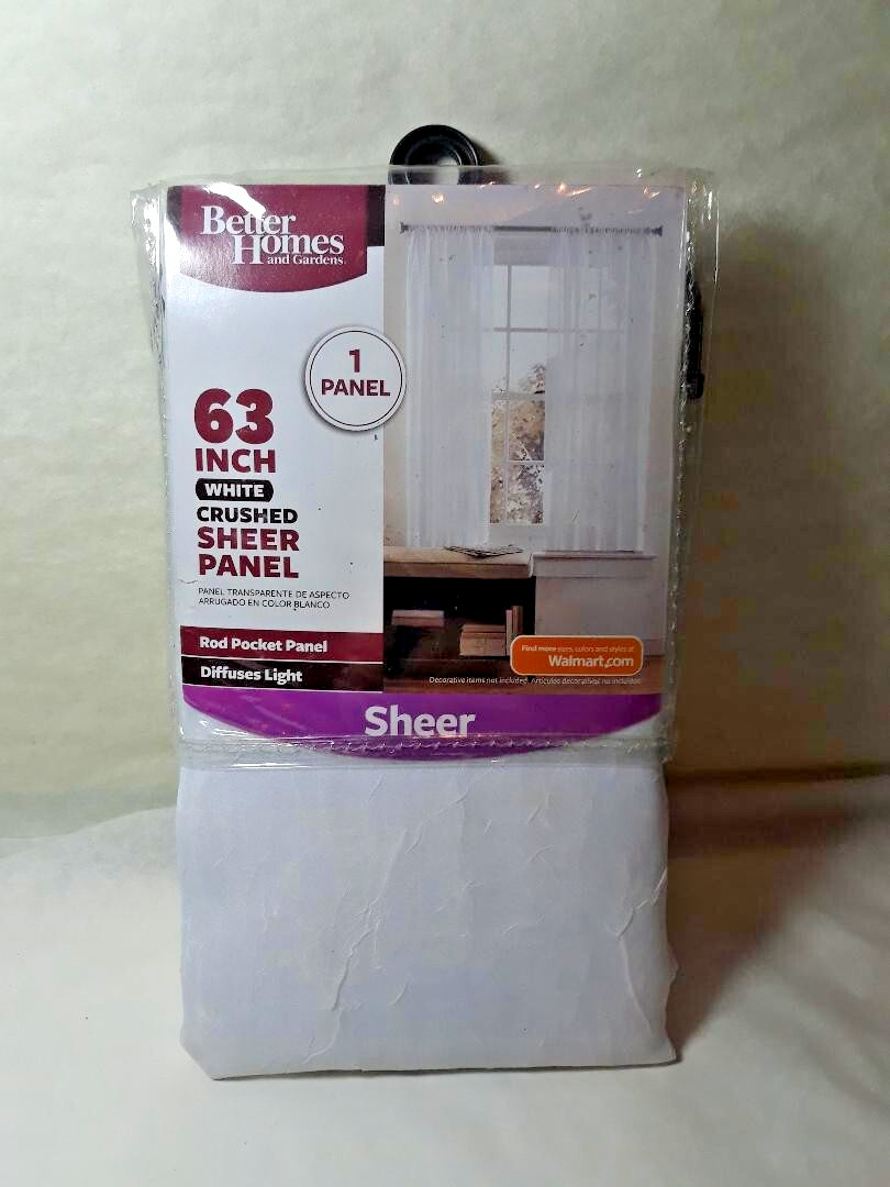 Better Homes & Gardens Solid Print Rod Pocket Sheer Curtain Panel 51″ X 63″