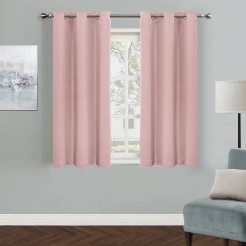 Light Pink Curtains for Bedroom, Grommet 42″W x 54″L (Pack of 1) Blush Pink
